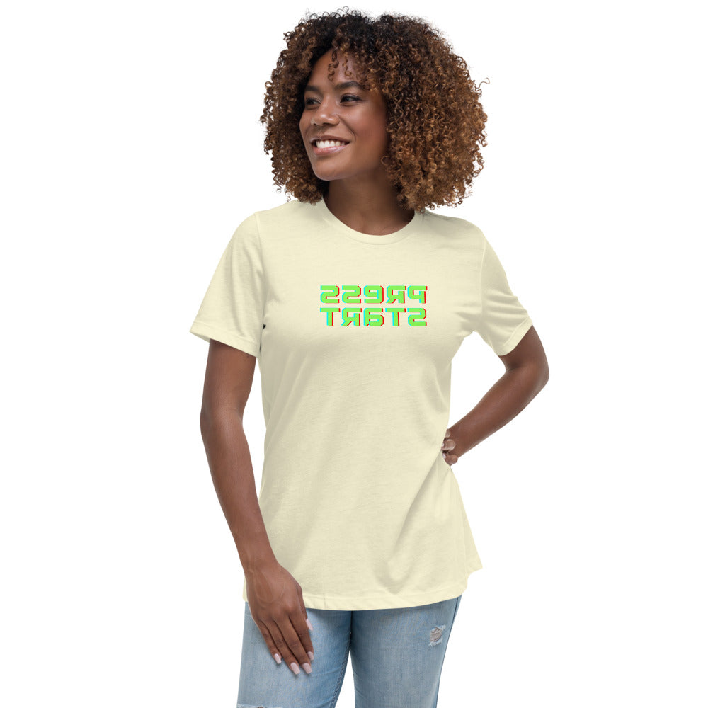 Women's Relaxed T-Shirt - Press Start - Mirror