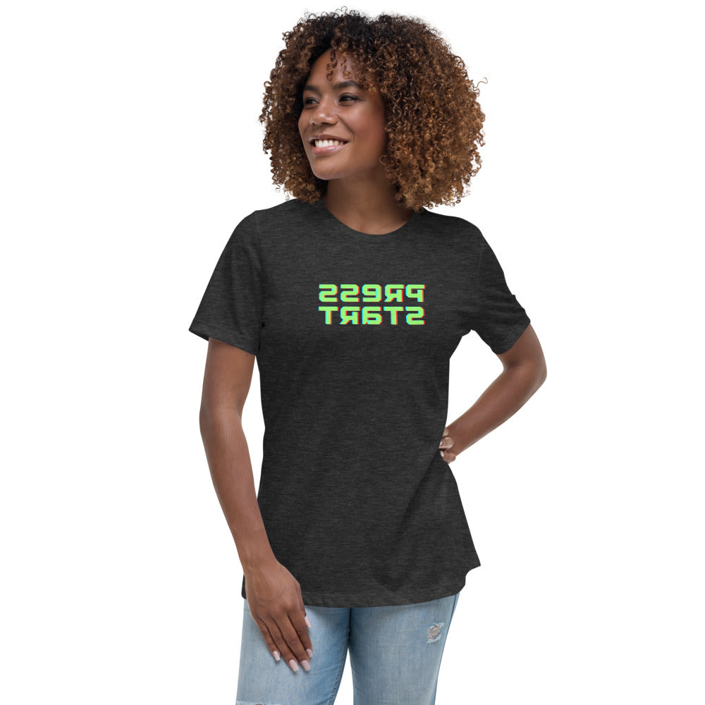 Women's Relaxed T-Shirt - Press Start - Mirror