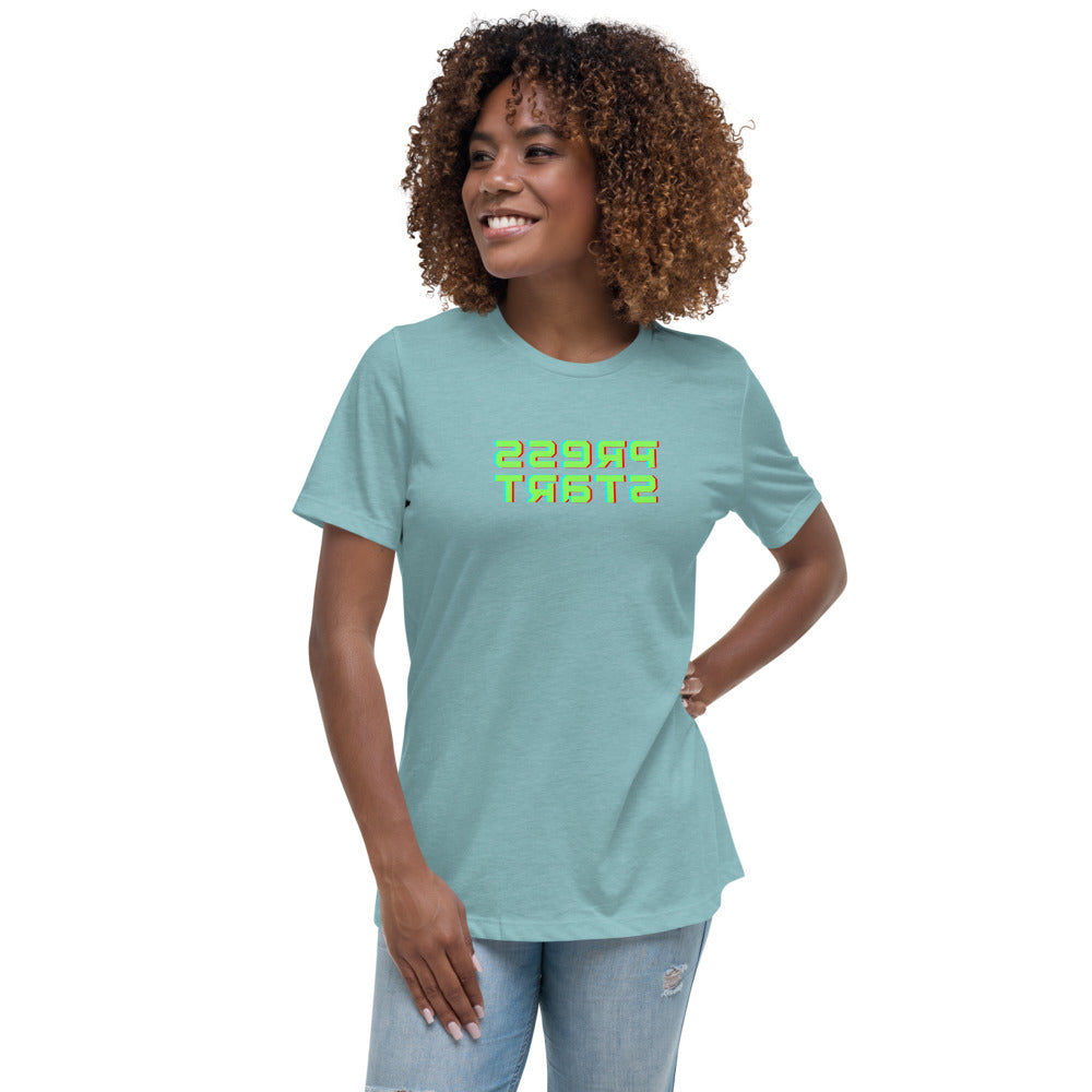 Women's Relaxed T-Shirt - Press Start - Mirror