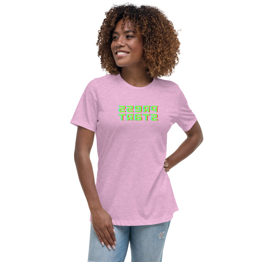 Women's Relaxed T-Shirt - Press Start - Mirror