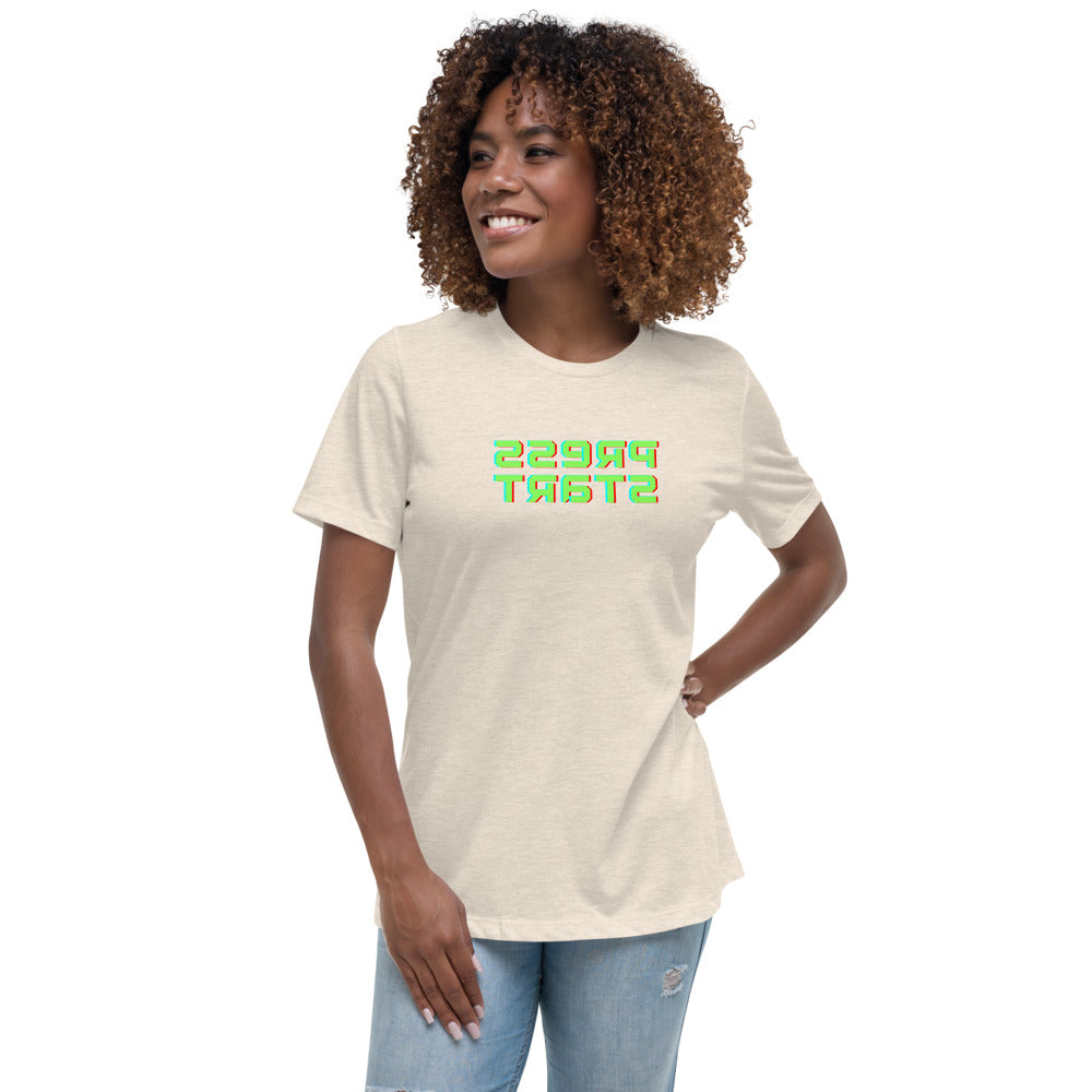 Women's Relaxed T-Shirt - Press Start - Mirror