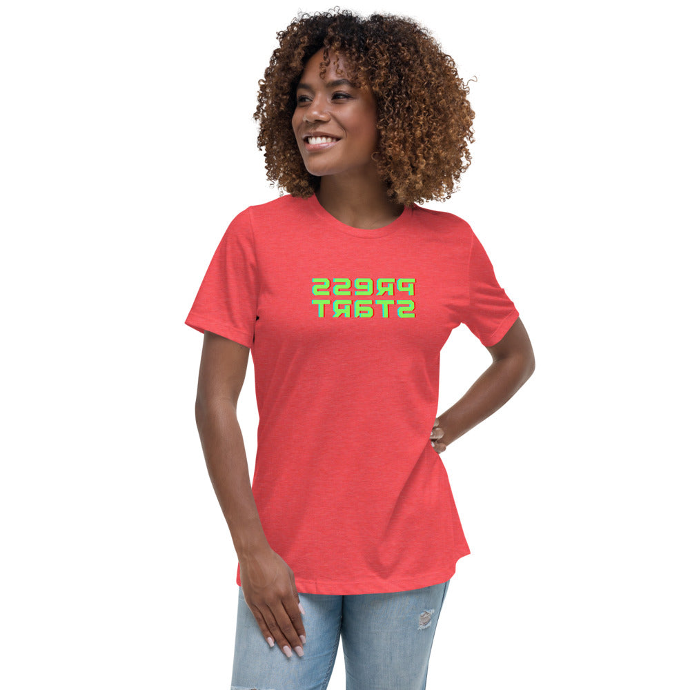 Women's Relaxed T-Shirt - Press Start - Mirror