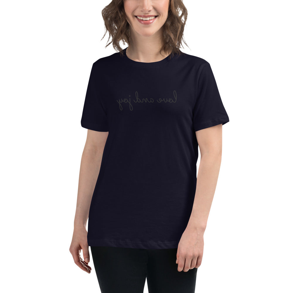 Women's Relaxed T-Shirt - Love and Joy - Mirror