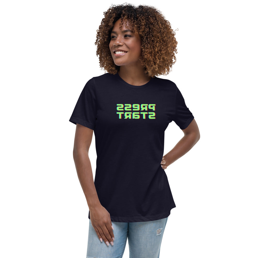 Women's Relaxed T-Shirt - Press Start - Mirror