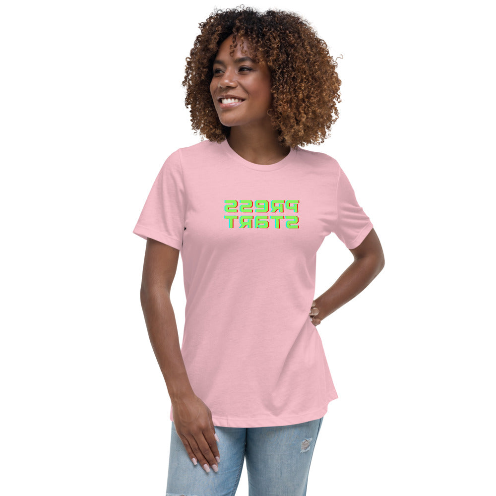 Women's Relaxed T-Shirt - Press Start - Mirror